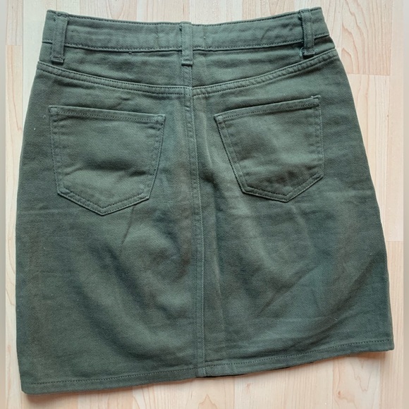Sage Green High Waisted Denim Mini Skirt - Picture 2 of 3